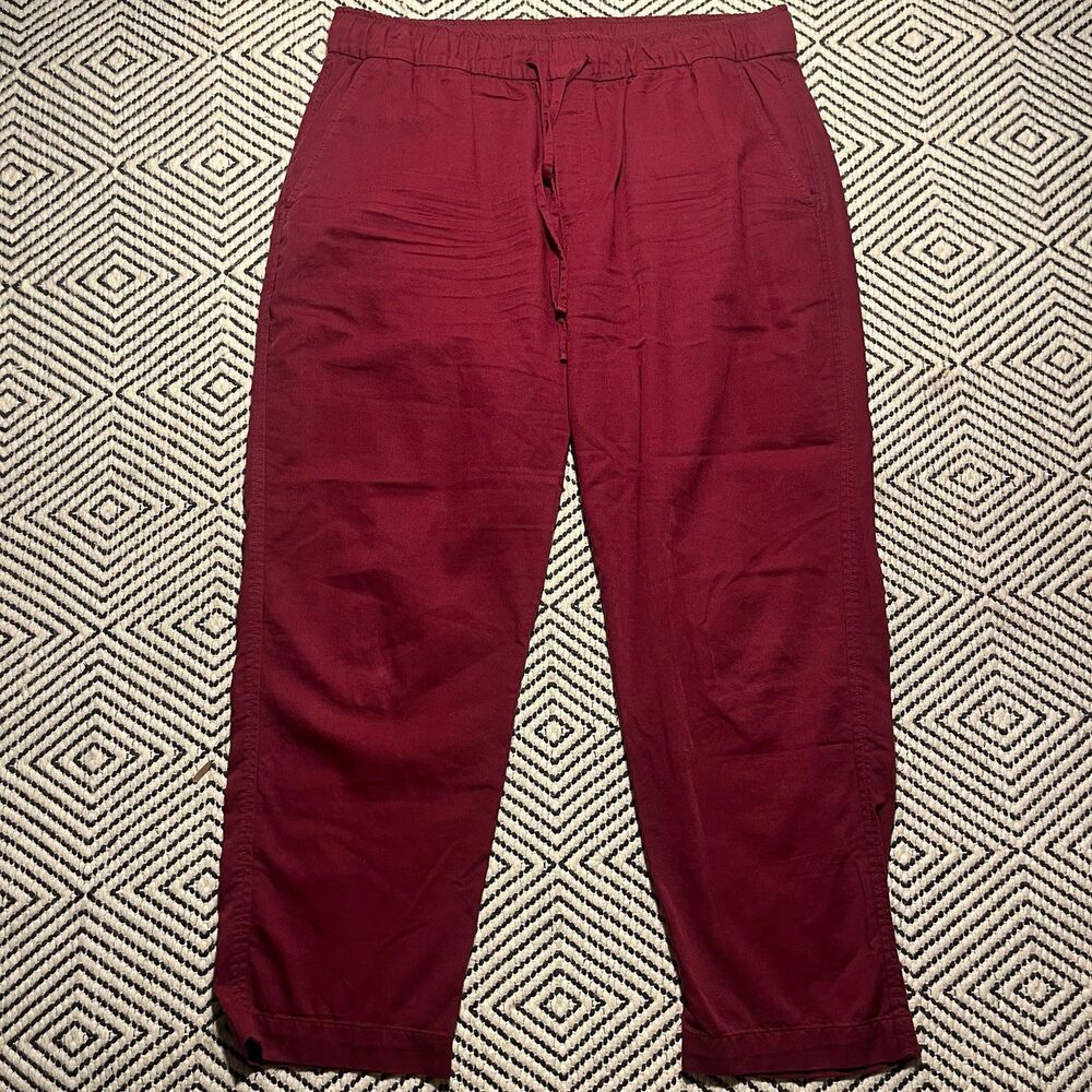Gap L Maroon Burgundy Easy Pant Elastic Waist Drawstring Cotton Blend casual